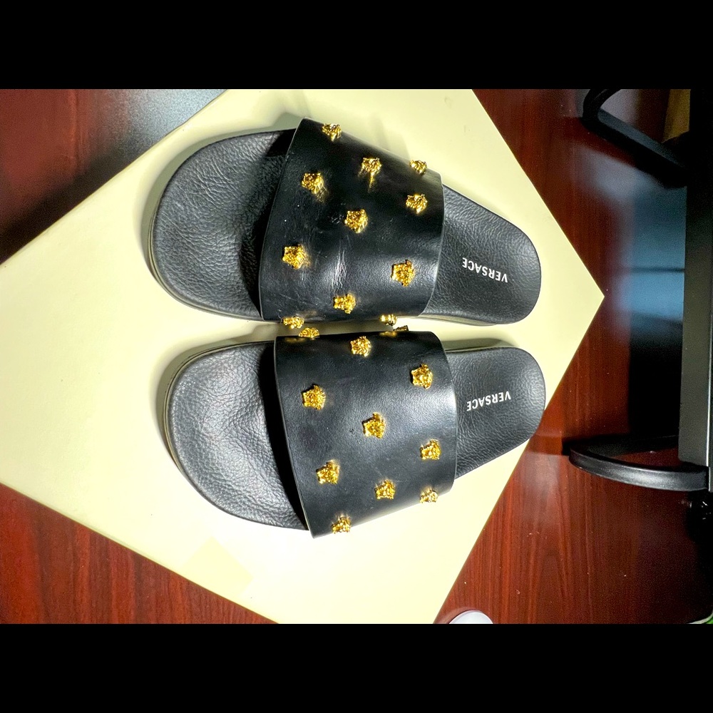 Versace Medusa head embellished slides